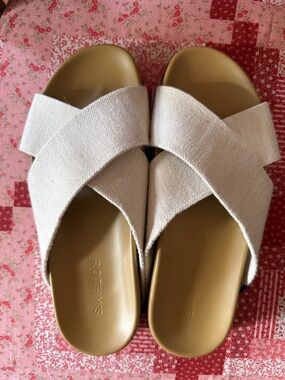 Rothy's Cream Cross‑Strap Slide Sandals